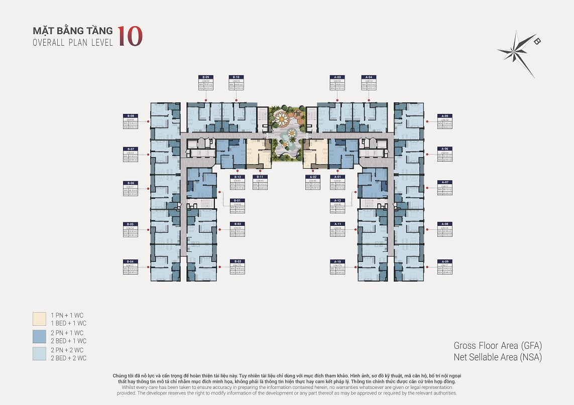 Mặt bằng tầng 10 - Happy One Sora