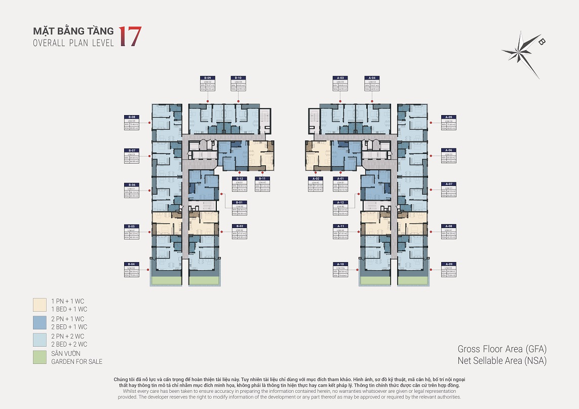 Mặt bằng tầng 17 - Happy One Sora