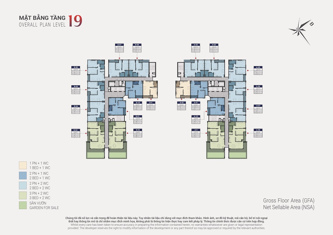 Mặt bằng tầng 19 - Happy One Sora