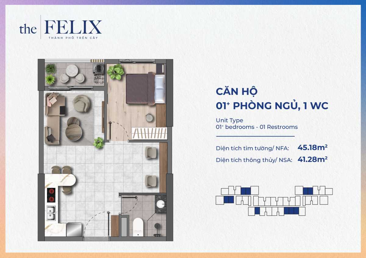 Thiết kế căn hộ 1pn The Felix