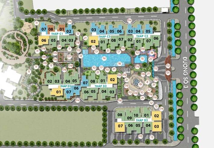  Mặt bằng tổng thể Khu căn hộ The Habitat chi tiết