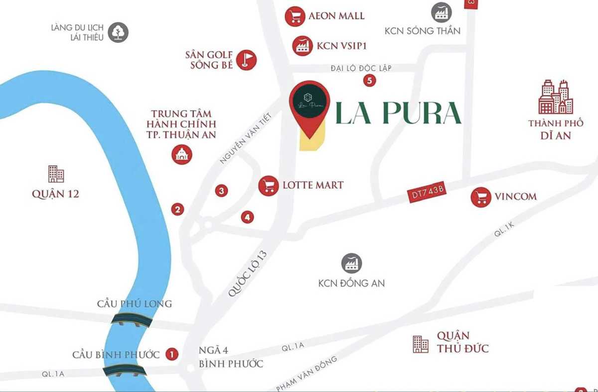 Vị trí căn hộ La Pura Thuận An - Bình Dương
