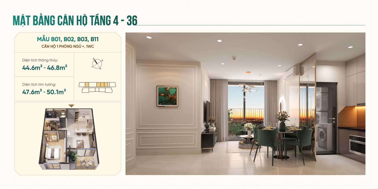Thiết kế căn hộ Emerald 68 - Tháp Mega b11