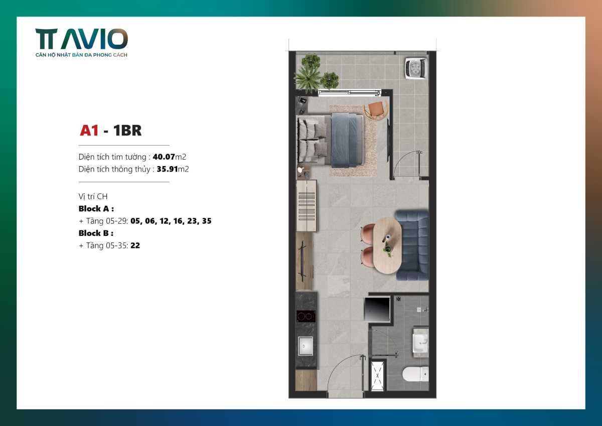 Mặt bằng căn hộ TT Avio  A1