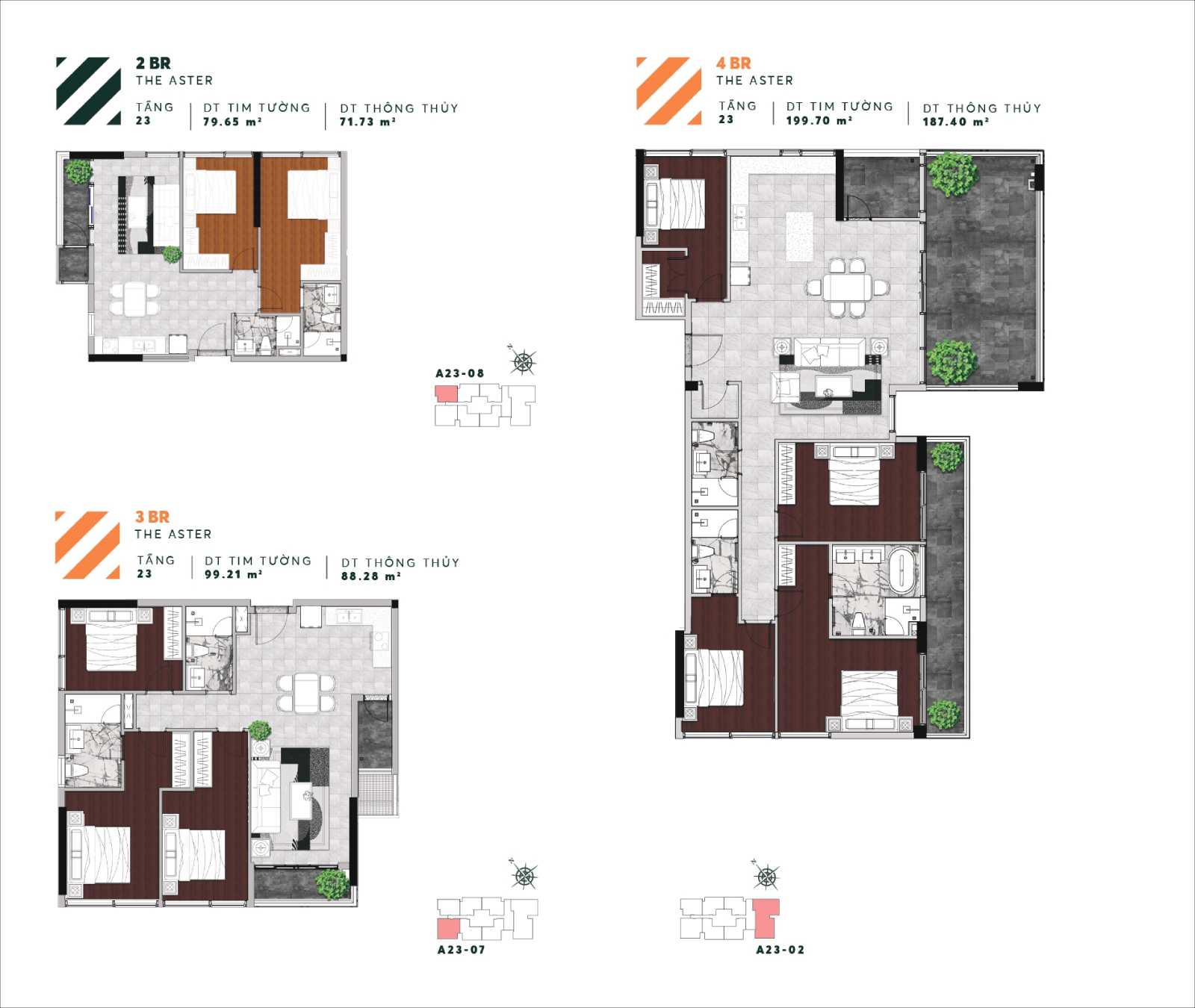 Mặt bằng căn hộ tầng 4 tháp The Aster góc