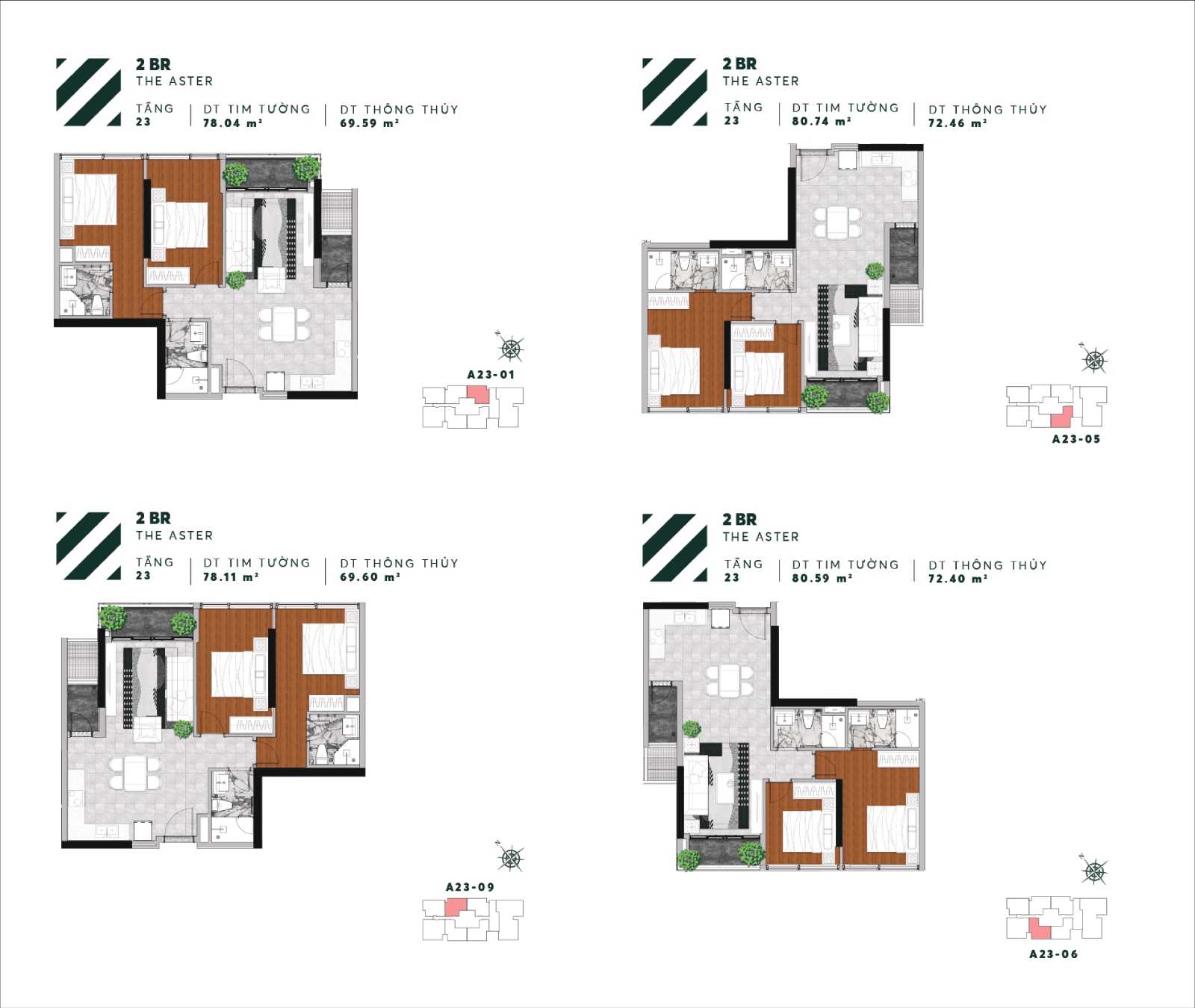 Mặt bằng căn hộ tầng 23 tháp The Aster