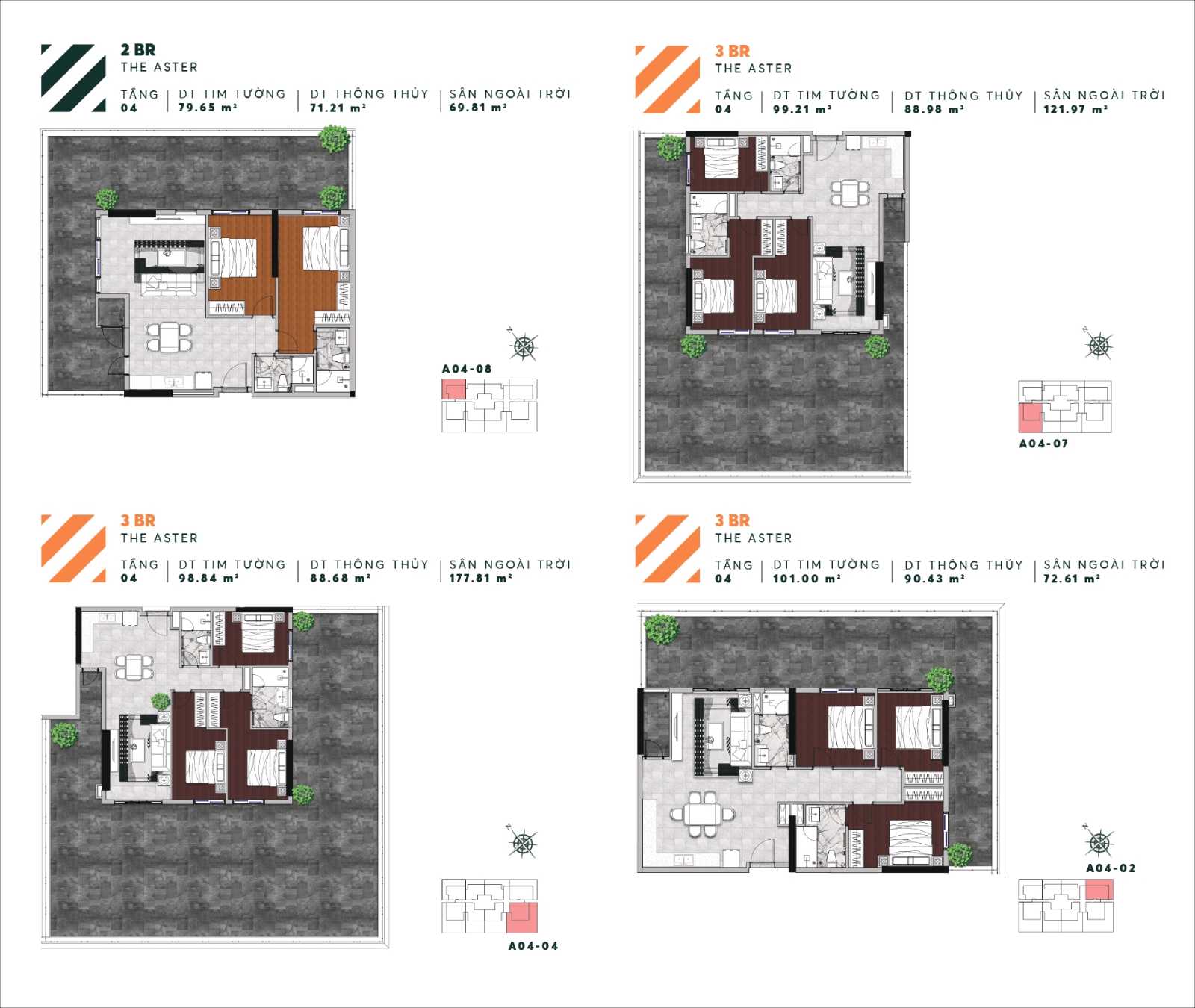 Mặt bằng căn hộ tầng 4 tháp The Aster góc