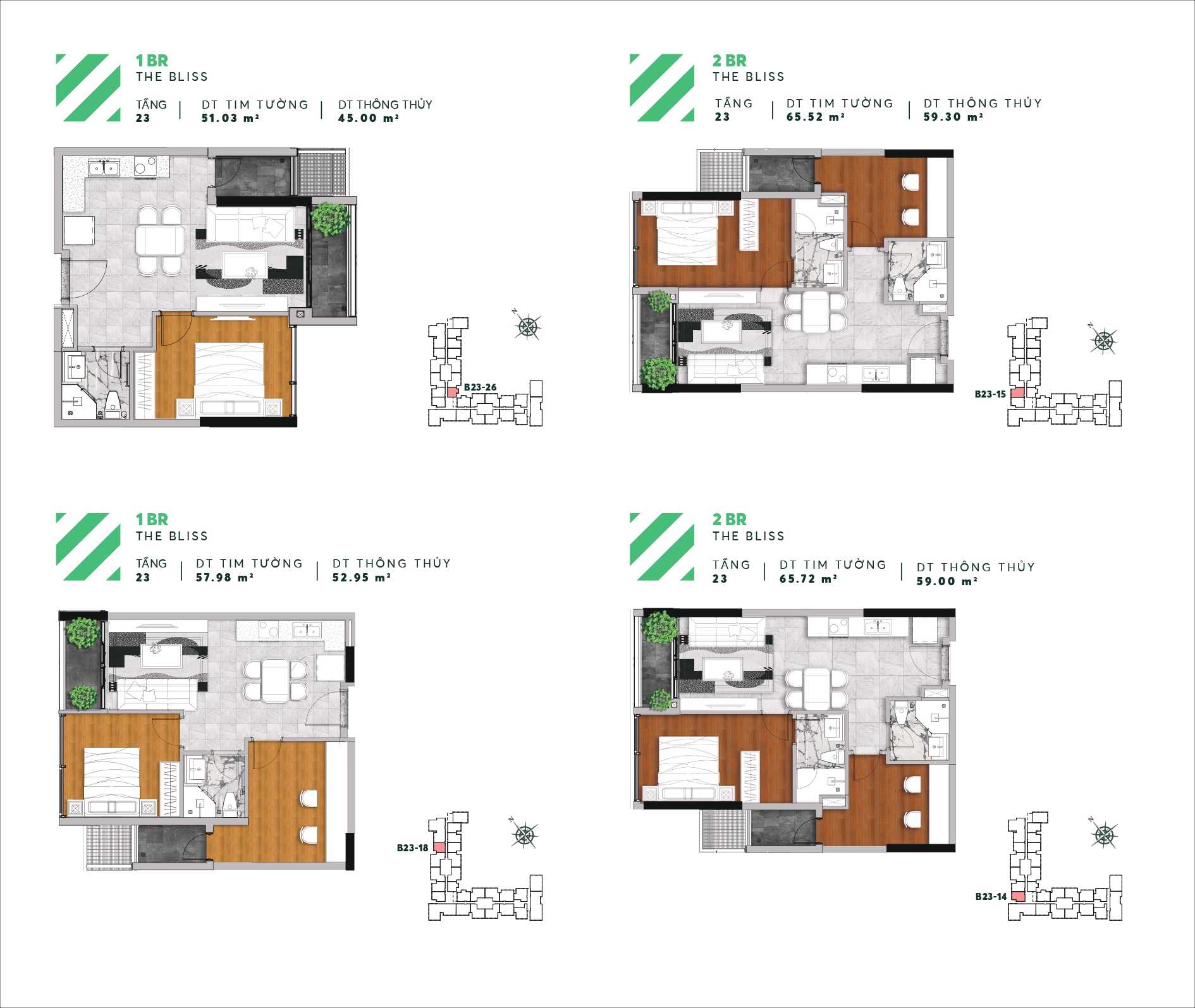 Thiết kế căn hộ Urban Green tầng 23 căn 06 - 13 - 18 - 19