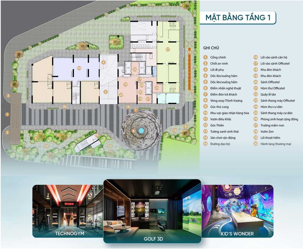 MẶT BẰNG THÁP CĂN HỘ PICITY SKY zen tầng 1